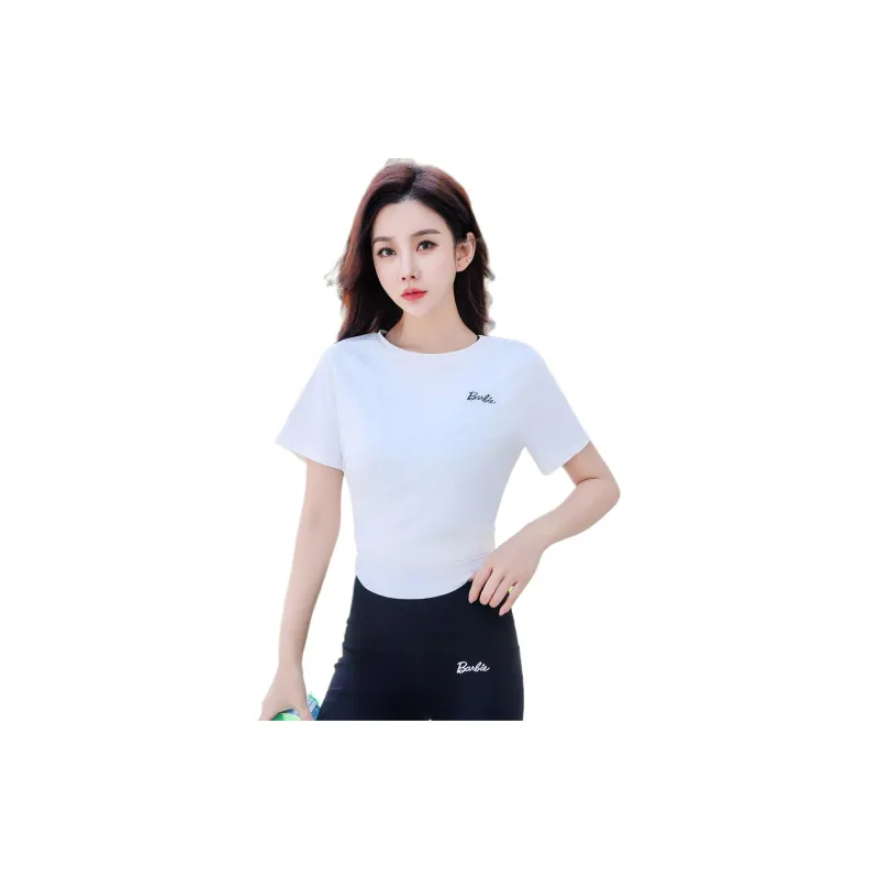 Barbie Yoga T Shirts Women's White-0