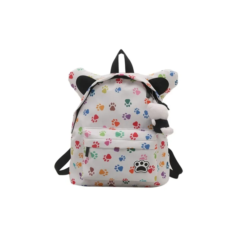 Yalu Fabric Work Backpack Women's Colorful Footprints/Brown Leopard Print/Pink Leopard Print/Black Footprints-0