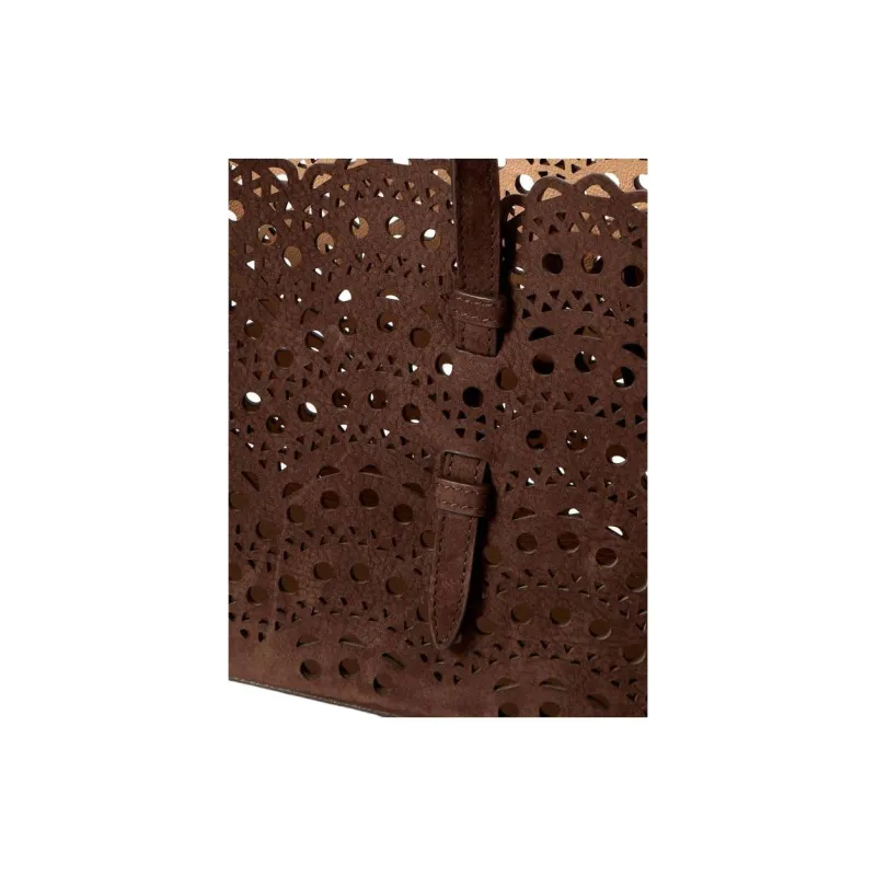 Alaia Calfskin Tote Bag, Shopping Bag, Shoulder Bag, Crossbody Bag, Handbag Medium Size Women's Brown-3