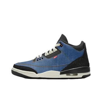 Levi's x Jordan Air Jordan 3 Anti Slip Wear Resistant High Top Vintage Basketball Shoes Unisex Blue Black