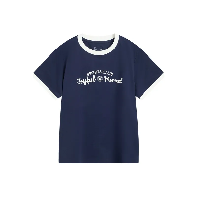 LiNing Sports Life Collection T Shirt Women's Dark Ship Blue-0