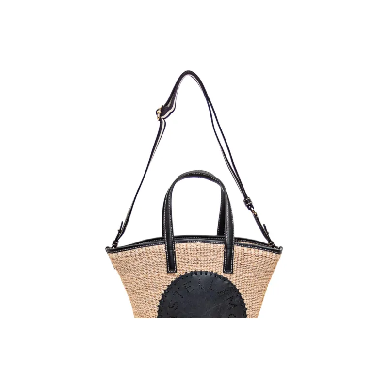 Stella McCartney Abaca Tote Bag, Shopping Bag, Shoulder Bag, Crossbody Bag, Handbag Women's Brown & Black-4