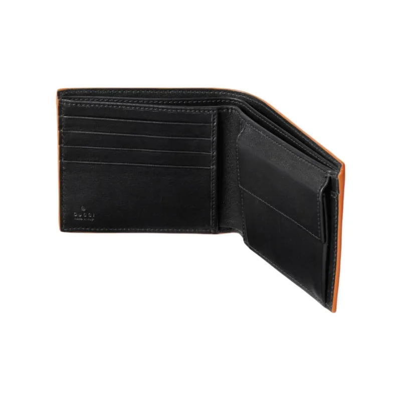 GUCCI GG Marmont Leather Wallet Men's Black & Orange-4