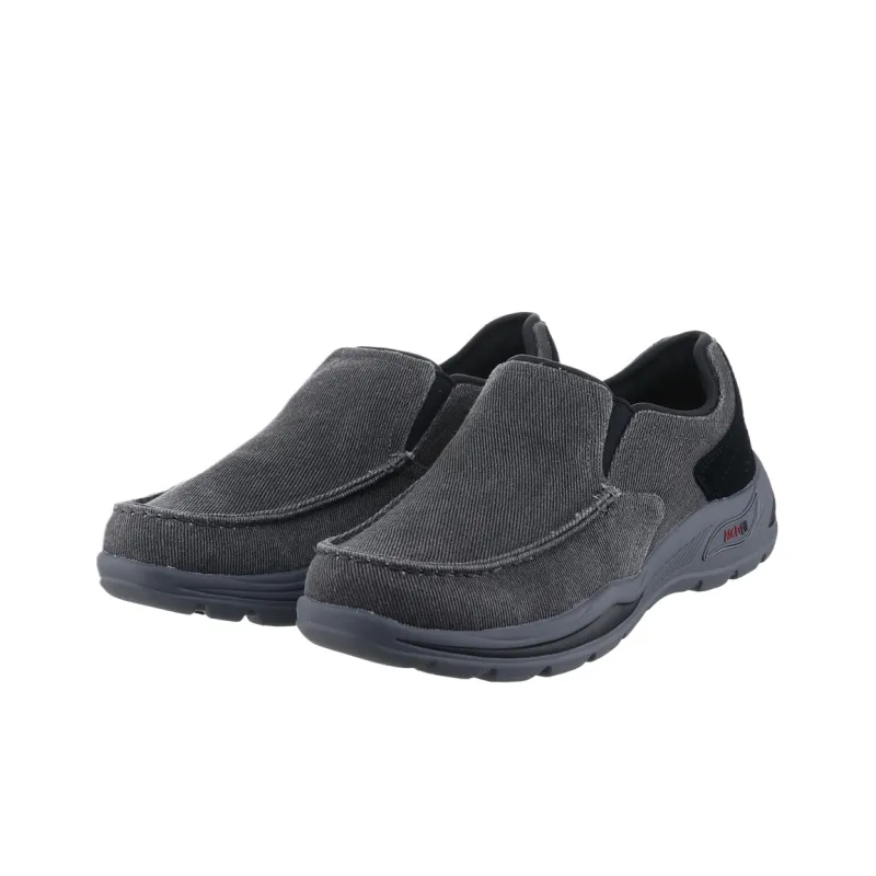 Skechers Arch Fit Motley Low Top Canvas Shoes Men's Black-1