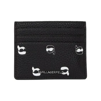 KARL LAGERFELD IKON Eco Friendly Recycled Polyurethane Card Holder Women's Black & White