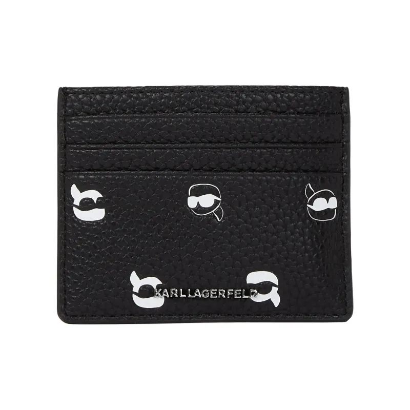 KARL LAGERFELD IKON Eco Friendly Recycled Polyurethane Card Holder Women's Black & White-0