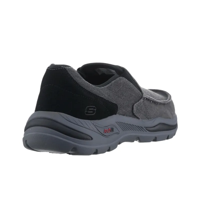Skechers Arch Fit Motley Low Top Canvas Shoes Men's Black-3
