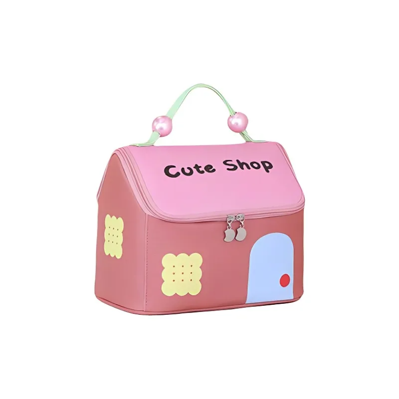 ZHIYIN Color Block Small House Skincare Storage Bag Large Capacity Multifunction Portable Toiletry Bag Make up Tools-5