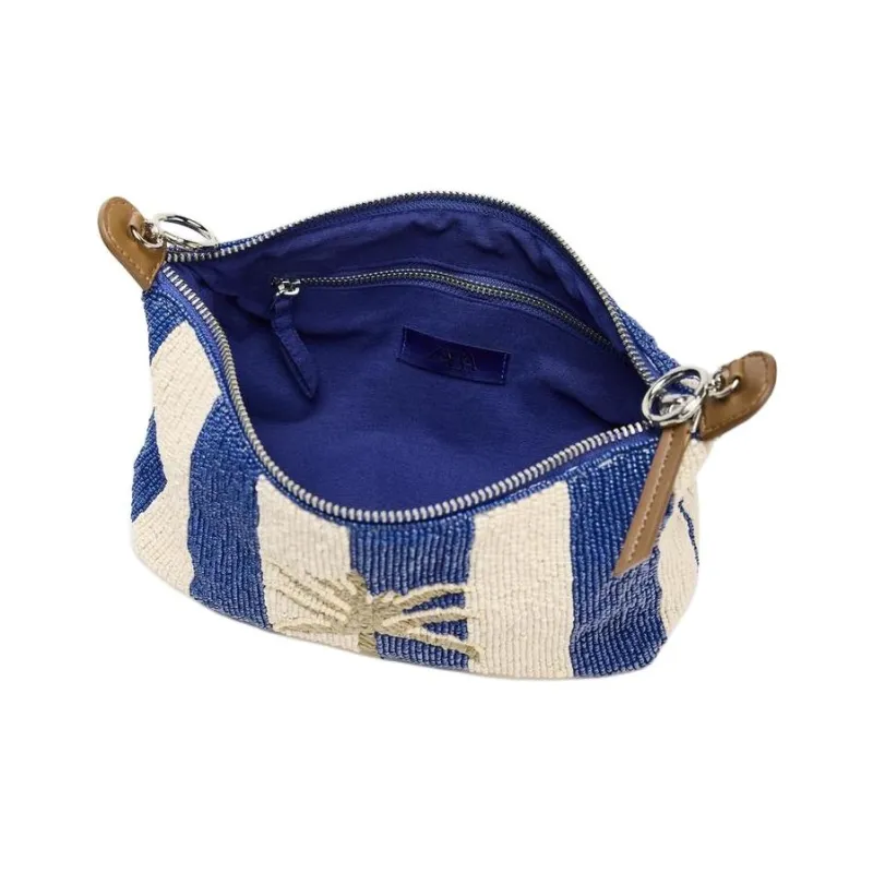 ZARA Polyester One Shoulder Handbag Women's Blue & Beige-3