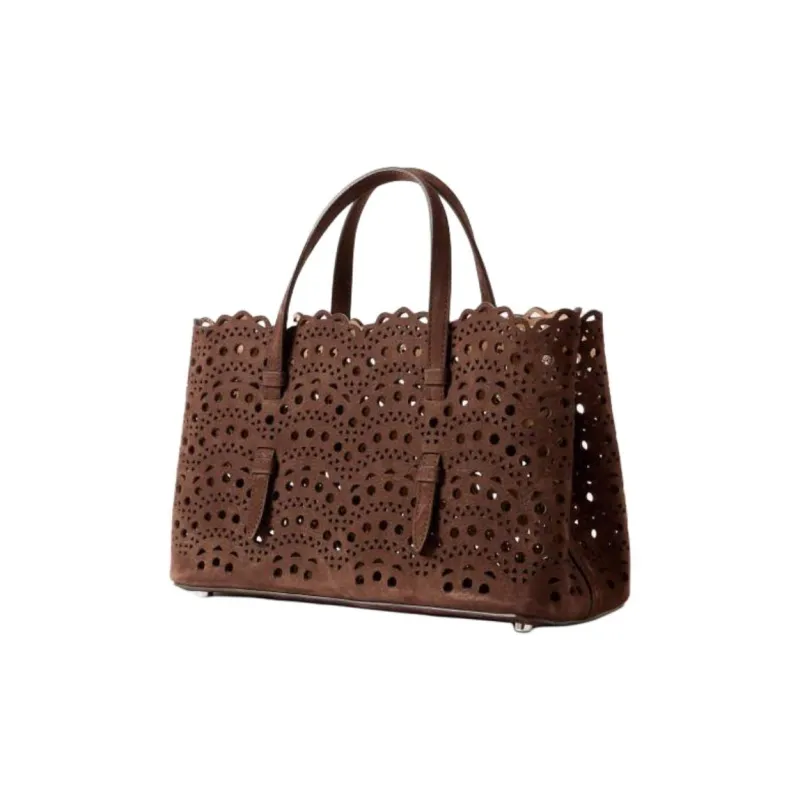 Alaia Calfskin Tote Bag, Shopping Bag, Shoulder Bag, Crossbody Bag, Handbag Medium Size Women's Brown-1