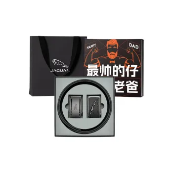 JAGUAR Split Cow Leather Belts Men's Black 3.5cm
