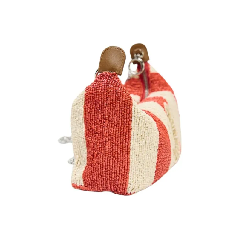ZARA Polyester One Shoulder Handbag Women's Orange & Beige-1