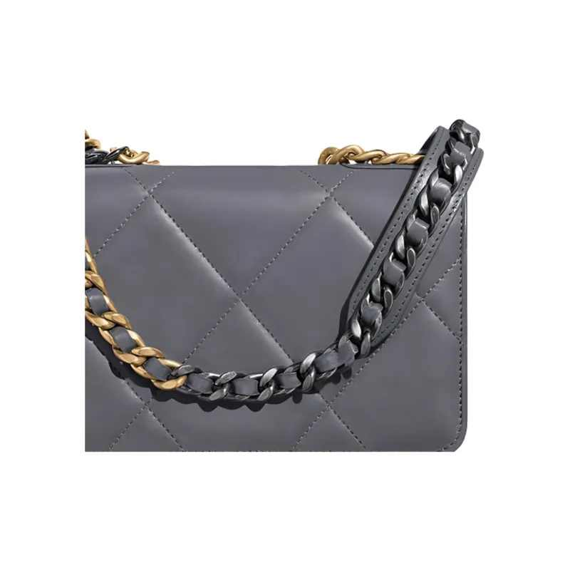 CHANEL 19BagWOC Leather Shoulder Bag, Crossbody Bag, Handbag Women's Cement Gray-3
