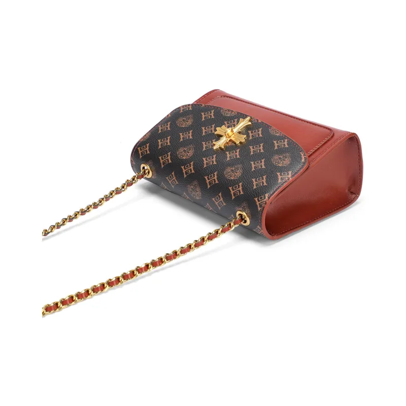 Ed Hardy Classic Series Cow Leather/Synthetic Leather Crossbody Bag, Shoulder Bag Regular Women's Black/Brown-14