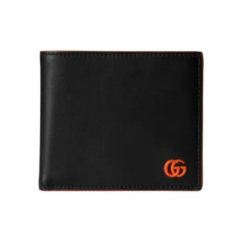 GUCCI GG Marmont Leather Wallet Men's Black & Orange