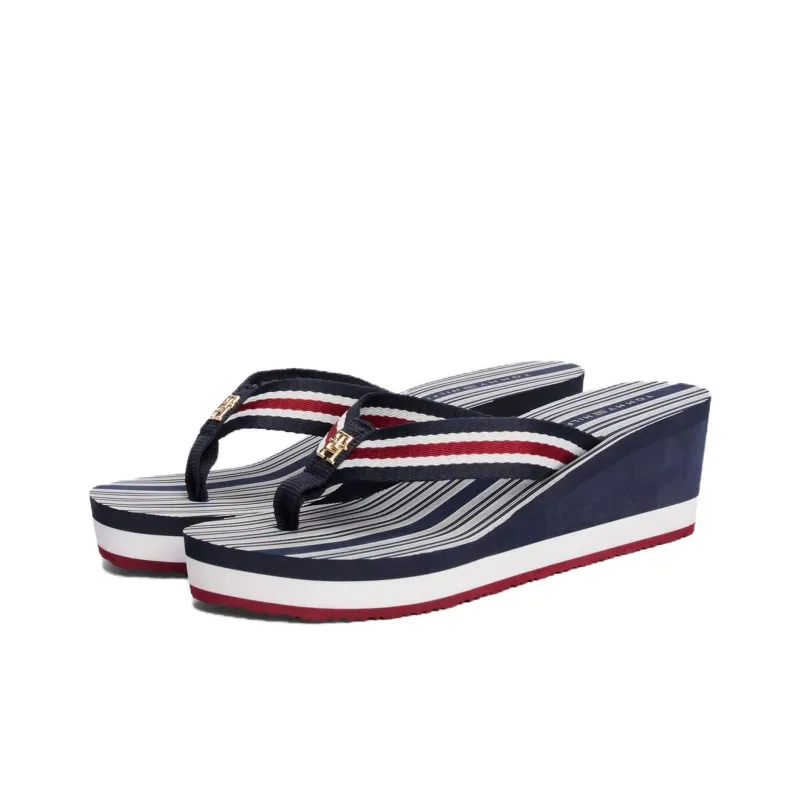 Tommy Hilfiger TH Monogram Flip Flops Women's Blue-2