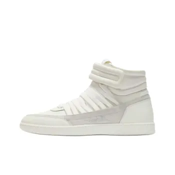BALMAIN Swan High Top Skateboard Shoes Men's White