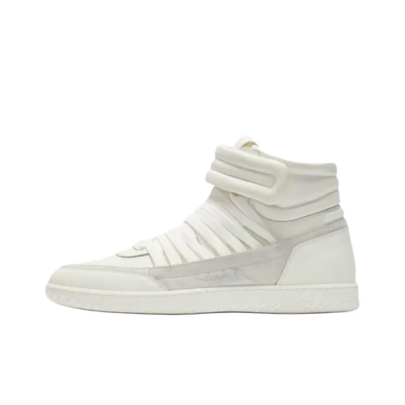 BALMAIN Swan High Top Skateboard Shoes Men's White-0