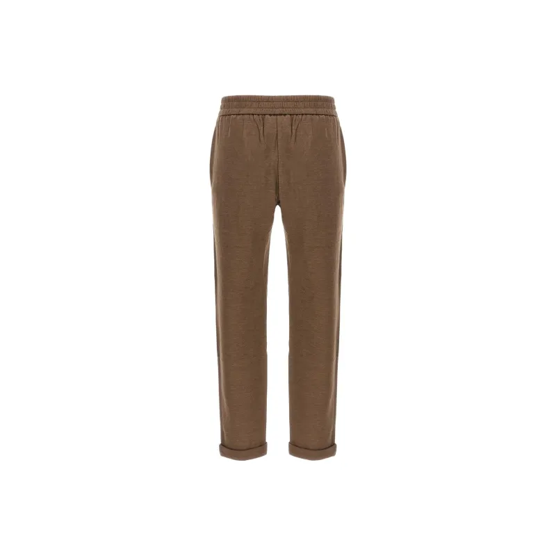 Brunello Cucinelli Knitted Sweatpants Women's Brown-1