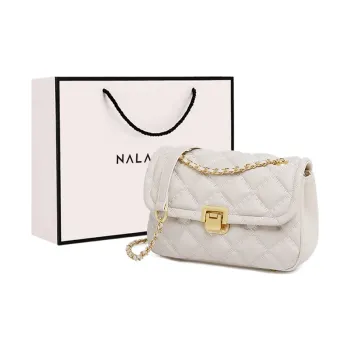 Narandu Cow Leather Chain Bag Shoulder Bag Women's Ecru/Black