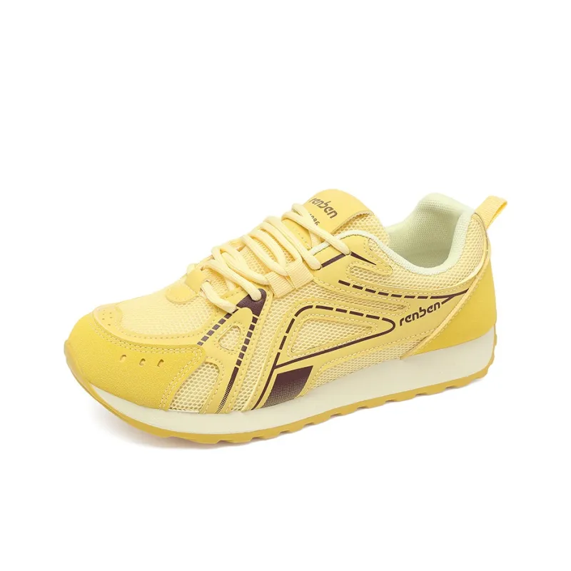 RENBEN Breathable And Lightweight Low Top Casual Shoes Women's Yellow-2