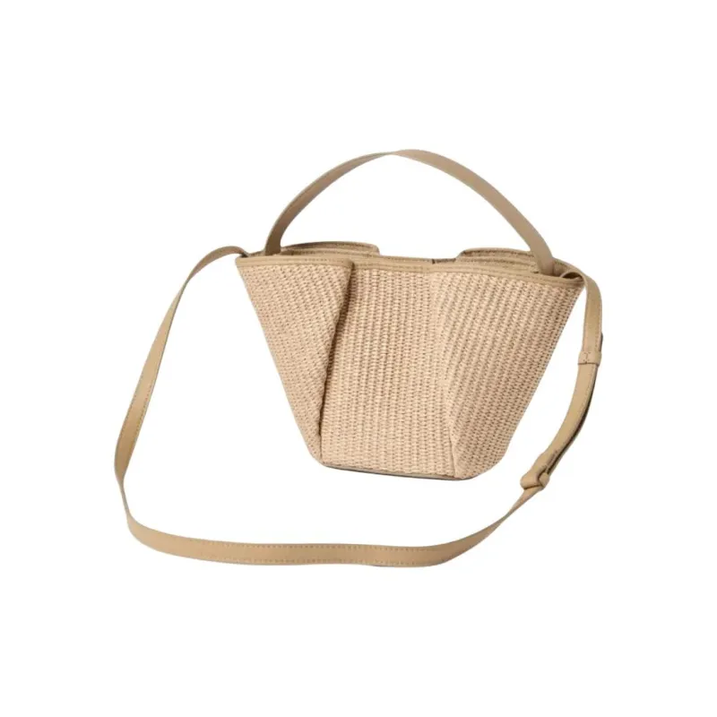 Brunello Cucinelli Calfskin Bucket Bag, Shoulder Bag, Crossbody Bag, Handbag Unisex Beige-1