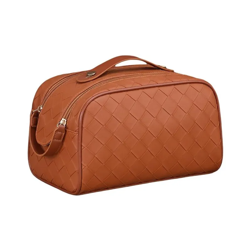 ZHIYIN Solid Color Portable Skincare Storage Bag With Double Zipper, Large Capacity, Unisex Make up Tools-4