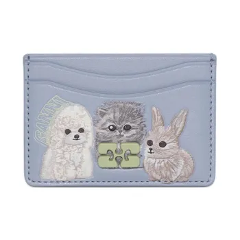 GANNI Recycled Leather Card Holder Women's Blue