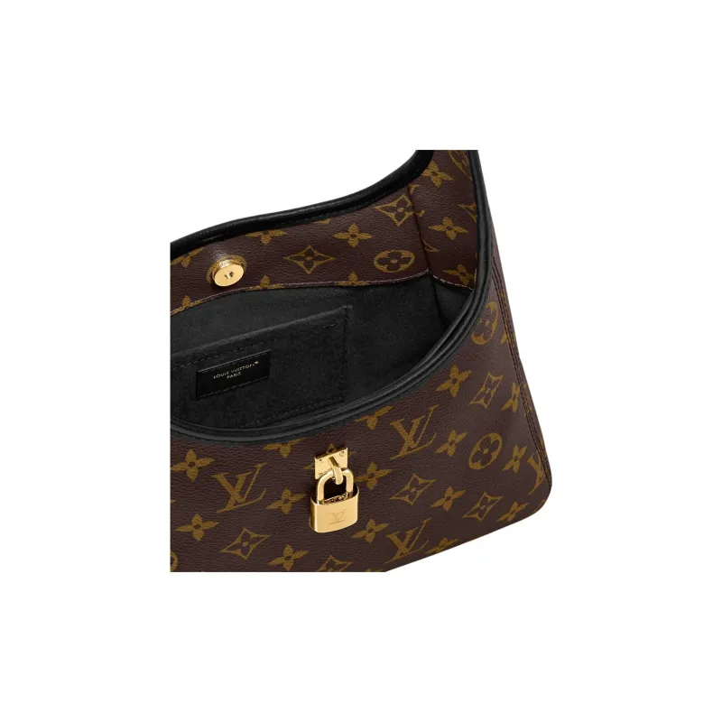 LOUIS VUITTON Monogram Coated Canvas HOBO Bag, Shoulder Handbag Trumpets Women's Brown-4
