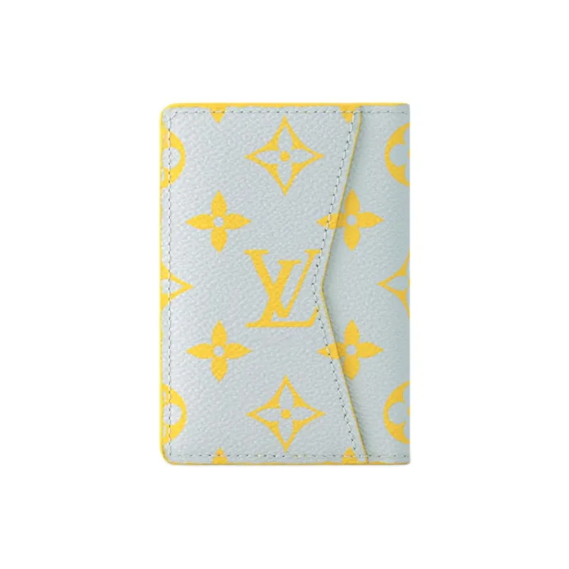 LOUIS VUITTON Monogram Glow Coated Canvas Card Holder Men's Gray & Yellow-2