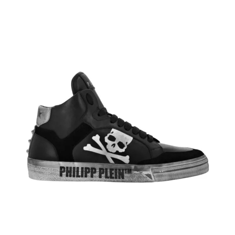 PHILIPP PLEIN Retrokickz High Top Skateboard Shoes Unisex Black-1