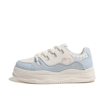 HUANQIU Cushioning, Abrasion Resistant, Height Increasing Low Top Skateboard Shoes Women's Beige Blue