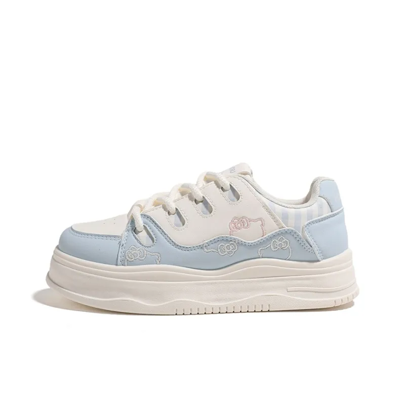 HUANQIU Cushioning, Abrasion Resistant, Height Increasing Low Top Skateboard Shoes Women's Beige Blue-0