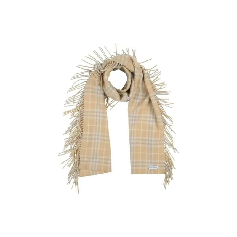 Burberry 100% Cashmere Knit Scarves Women's Light Umber-0