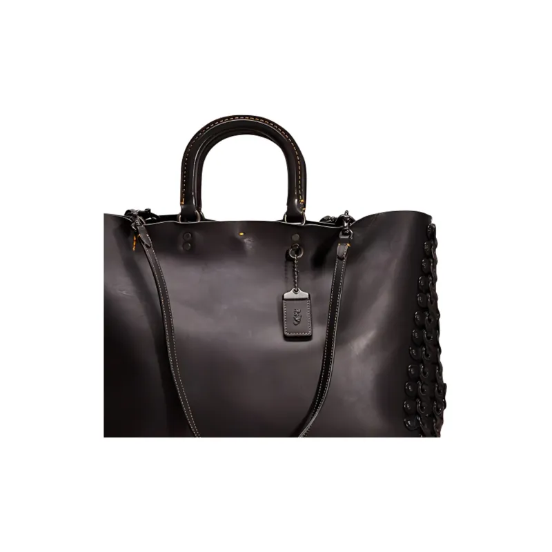 COACH Rogue Genuine Leather Tote Briefcase Laptop Bag Handbag Shoulder Bag Crossbody Bag Large Size Unisex Black-2