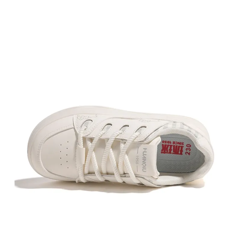 HUANQIU Cushioning, Abrasion Resistant, Height Increasing Low Top Skateboard Shoes Women's Beige-2