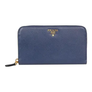 PRADA Cow Leather Wallet Women's Blue