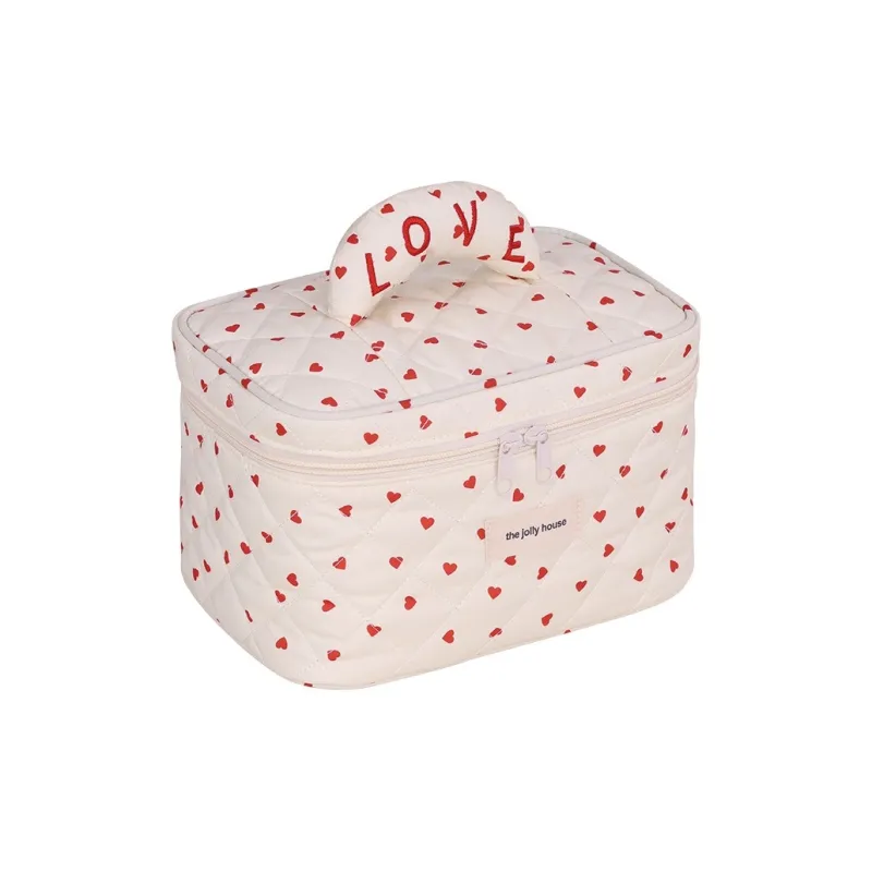 ZHIYIN Cute Soft Heart Portable Large Capacity Skincare Product Storage Bag Make up Tools-0