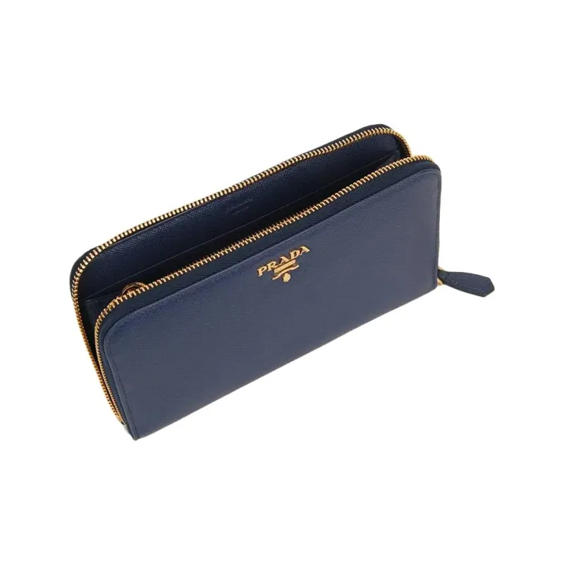 PRADA Cow Leather Wallet Women's Blue-3