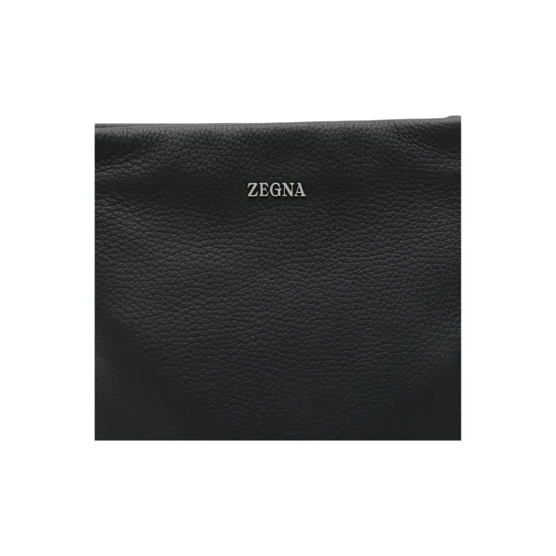 Zegna Calfskin Messenger Bag, Shoulder Bag Men's Black-3