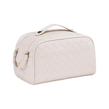 ZHIYIN Solid Color Portable Skincare Storage Bag With Double Zipper, Large Capacity, Unisex Make up Tools