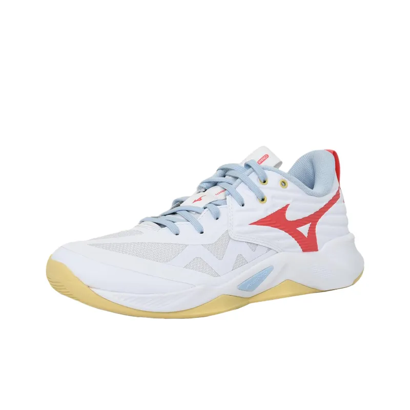 Mizuno Wave Anti Slip Wear Resistant Low Top Training Shoes Unisex White Red-0