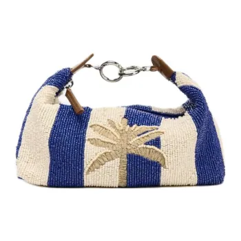 ZARA Polyester One Shoulder Handbag Women's Blue & Beige