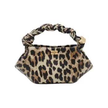 GANNI Recycled Leather One Shoulder Handbag Trumpets Women's Brown & Multicolor