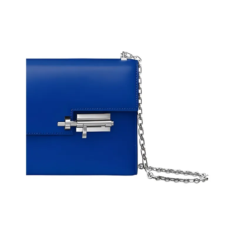 HERMES Verrou Tadelakt Calfskin Handgun Bag Shoulder Bag Crossbody Bag Mini Women's Blue-3