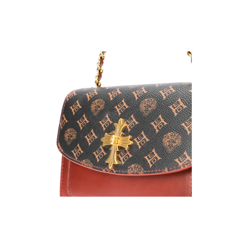 Ed Hardy Classic Series Cow Leather/Synthetic Leather Crossbody Bag, Shoulder Bag Regular Women's Black/Brown-12