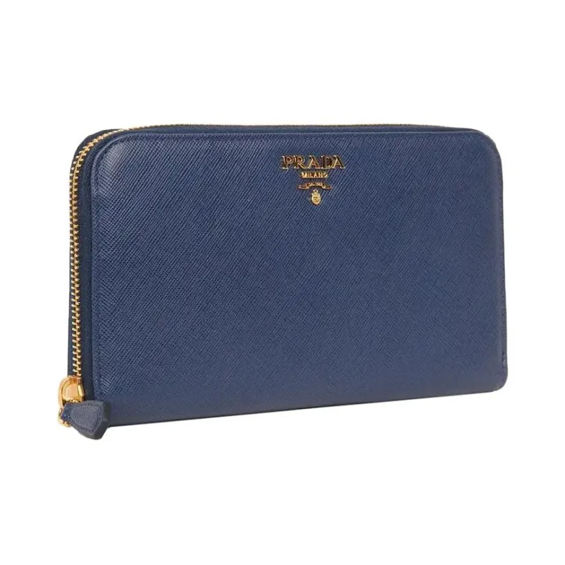 PRADA Cow Leather Wallet Women's Blue-1