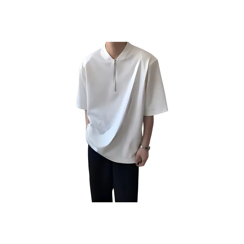 Wooden Rabbit Casual Versatile Fashion Deconstruction Design Premium Simple Trendy Print Elbow Length Sleeved Men's-4