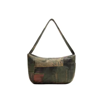 ZARA Cotton Crossbody Bag, Shoulder Bag Men's Green & Light Brown