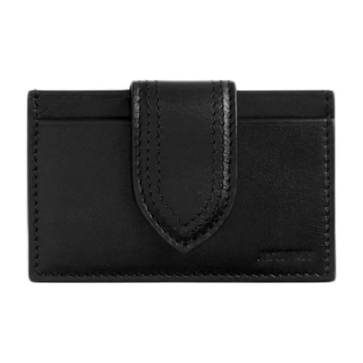 Jacquemus With Cow Leather And Sheepskin Card Holder Women's Black-0